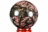 Polished Rhodonite Sphere - Madagascar #78786-1